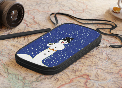 Snowman in Falling Snow Passport Wallet