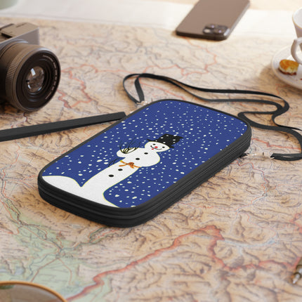 Snowman in Falling Snow Passport Wallet