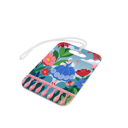 🌺🪭 The Lady Of The Grand Flower Terrace Luggage Tag – Art Deco Garden Elegance