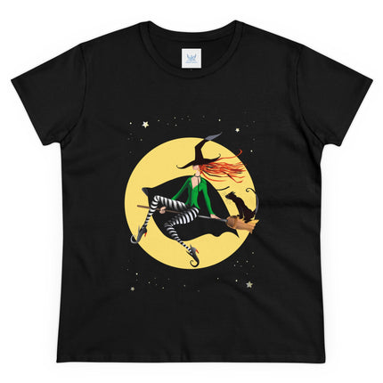 A Witch’s Moonlit Flight Women's Midweight Cotton Tee