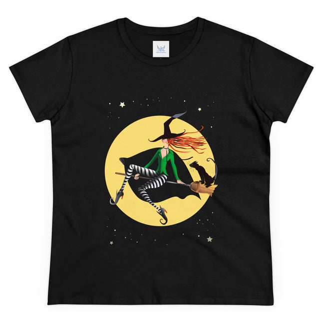 A Witch’s Moonlit Flight Women's Midweight Cotton Tee