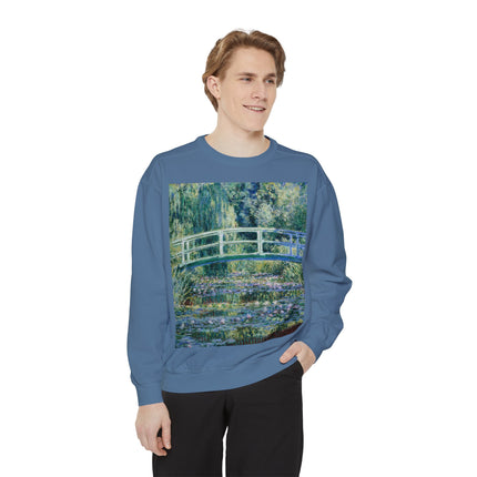 Water Lilies and Japanese Bridge by Claude Monet Unisex Garment-Dyed Sweatshirt