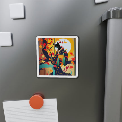 Black Cat in Kimono Die-Cut Magnets (5 Sizes)