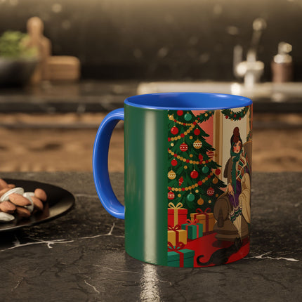 🖤🔥 The Lady Of The Christmas Hearth Colorful Mug – Art Deco Holiday Elegance