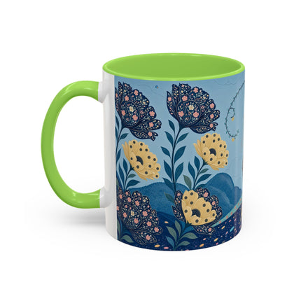 🌼🦋 The Enchanted Butterfly Garden Promenade Colorful Mug – Art Deco Floral Whimsy