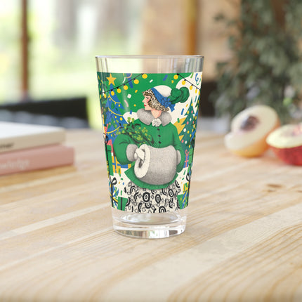 🍀🎄 The Emerald Holly Christmas Pint Glass – Art Deco Holiday Elegance