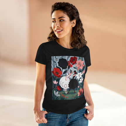 🌹🖤 The Midnight Rose Garden Cotton Tee – Art Deco Floral Fashion