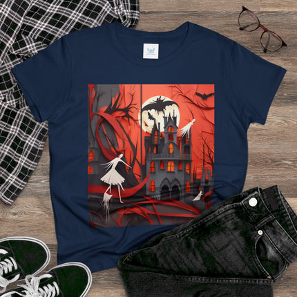 Halloween Night Scene Women's Midweight Cotton Tee