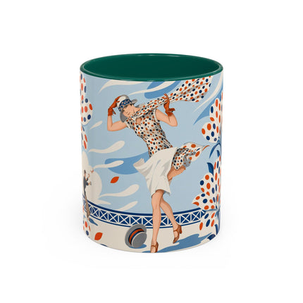🌼🧡 The Polka Dot Wind Dancer Colorful Mug – Art Deco Fashion Whimsy