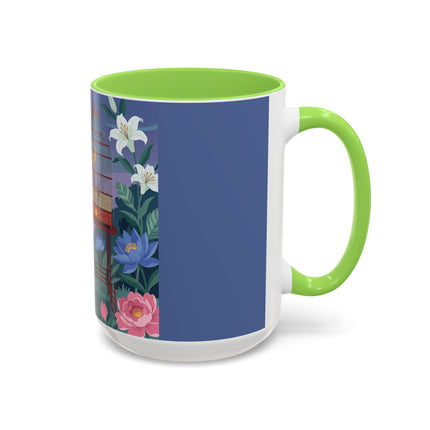 Whispers to the Golden Songbird Colorful Mugs – Art Deco Garden Elegance