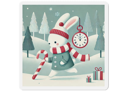 Candy Cane Timekeeper Bunny Die-Cut Magnets (5 Sizes)
