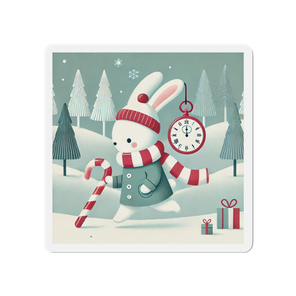 Candy Cane Timekeeper Bunny Die-Cut Magnets (5 Sizes)