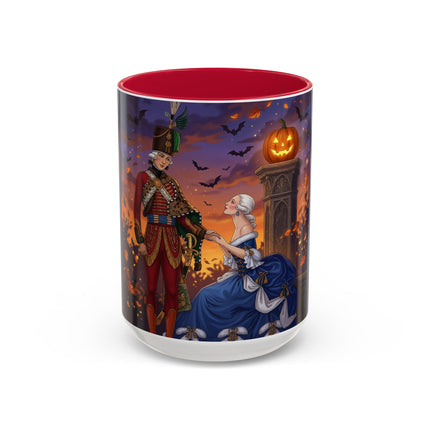 🎃💙 The Pumpkin Lantern Courtship Colorful Mug – Romantic Halloween Elegance