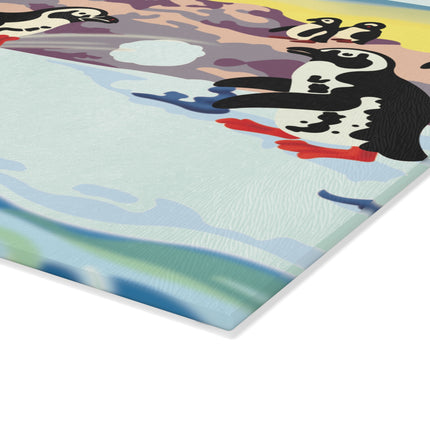 Snowball Shenanigans Glass Cutting Board