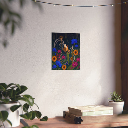 🌙🪷 The Lady Of The Midnight Lotus Garden Matte Vertical Poster – Art Deco Nocturne