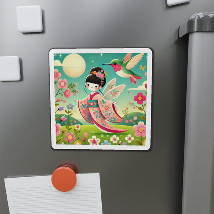 Geisha Fairy and the Hummingbird Blossom Die-Cut Magnets (5 Sizes)