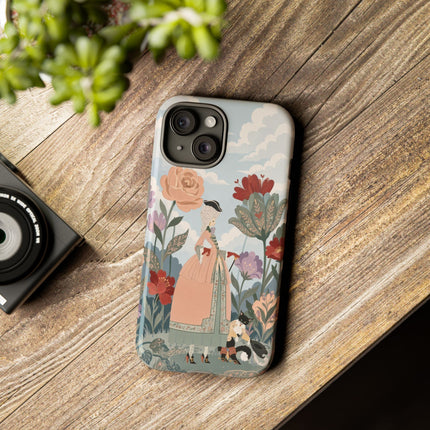 🌹🐈 The Lady And Puss In Boots Phone Case – Art Deco Floral Whimsy