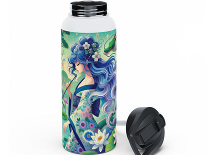 Fairy of the Koi Pond Stainless Steel Water Bottle, Standard Lid