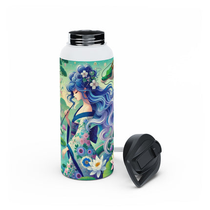 Fairy of the Koi Pond Stainless Steel Water Bottle, Standard Lid