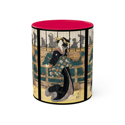 Japanese woman woodcut print by Kikukawa Eizan Colorful Mugs, 11oz