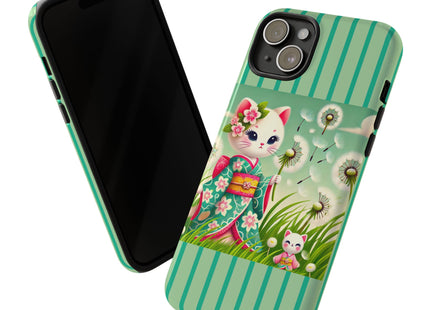 Geisha Kitten and the Dandelion Phone Cases