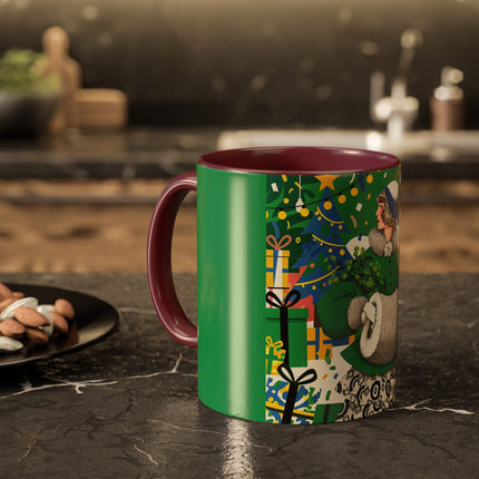 🍀🎄 The Emerald Holly Christmas Colorful Mug – Art Deco Holiday Elegance