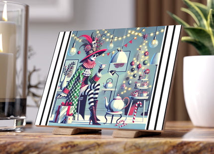 Whimsical Christmas Tea Party Ceramic Tile