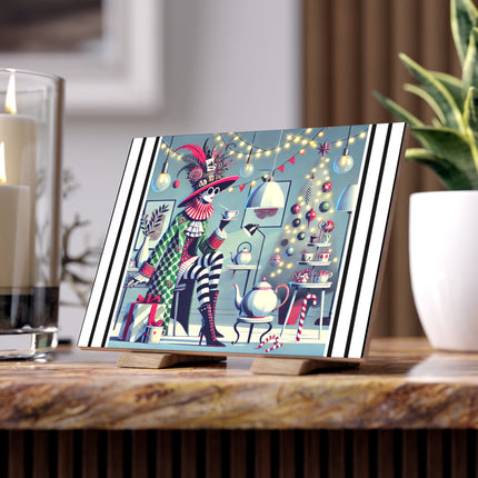 Whimsical Christmas Tea Party Ceramic Tile
