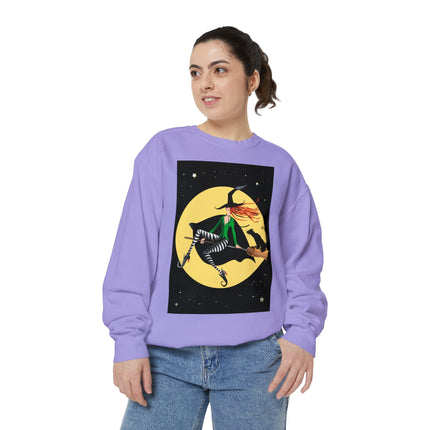 A Witch’s Moonlit Flight Unisex Garment-Dyed Sweatshirt