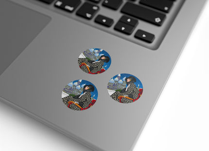 Elegant Winter Woman in Sleigh Round Sticker Label Rolls