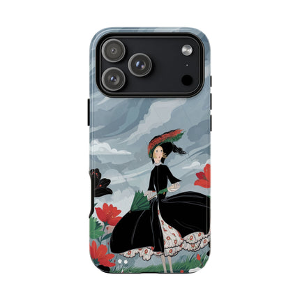 🌧️🌺 The Stormy Flower Walk Phone Case – Art Deco Floral Fashion