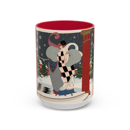 ❄️✨ The Winter Couture Promenade Colorful Mug – Art Deco Holiday Elegance