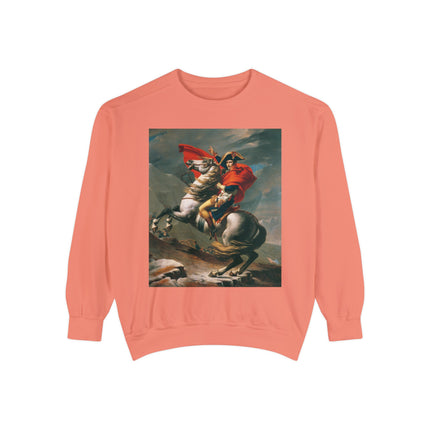 Napoleon Crossing the Alps by Jacques-Louis David Unisex Garment-Dyed Sweatshirt