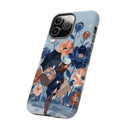 ☂️🌺 The Lady Of The Traveling Garden Phone Case – Art Deco Floral Adventure