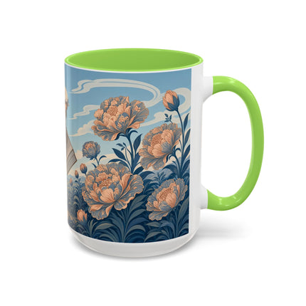 ☔🌸 The Grand Floral Journey Colorful Mug – Art Deco Travel Elegance