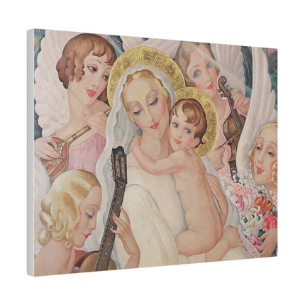 Madonna with Child and Musical Angels – 1935 Art Deco Painting by Gerda Wegener