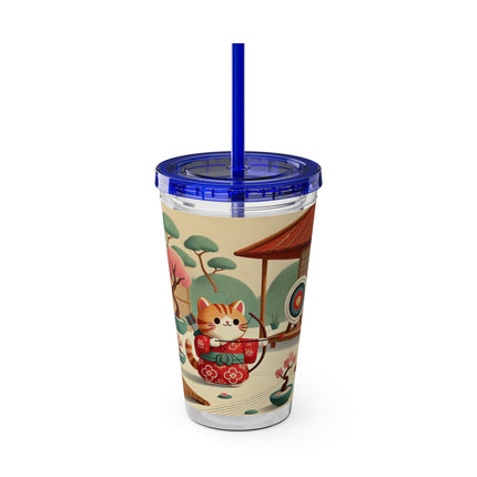 Archer Kitten in the Zen Garden Sunsplash Tumbler with Straw, 16oz