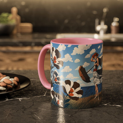 🌊🌼 The Windswept Seaside Promenade Colorful Mug – Art Deco Coastal Elegance