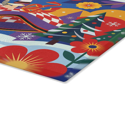 🌈❄️ The Lady Of The Kaleidoscope Snow Glass Cutting Board – Art Deco Holiday Fantasy