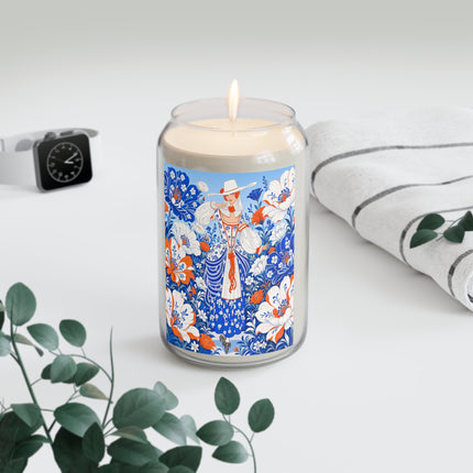 🌸💙 The Lady Of The Blue Blossom Garden Scented Soy Candle – Art Deco Floral Elegance