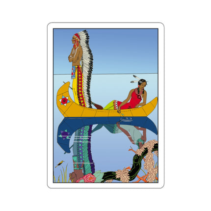 Le long du Missouri (Indian couple on the Missouri River) by George Barbier Kiss-Cut Stickers (4 Sizes)