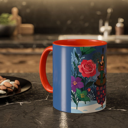 🌹❄️ The Holly Rose Of Winter Colorful Mug – Art Deco Christmas Garden