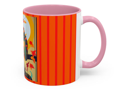 Black Cat in Kimono Colorful Mugs, 11oz