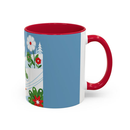 🎿❄️ The Winter Garden Skier Colorful Mug – Whimsical Holiday Fantasy