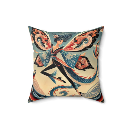 Dragon Fairy of the Temple Spun Polyester Square Pillow