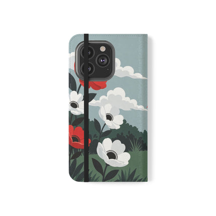 🌺🎩 The Ladies Of The Scarlet Garden Flip Case – Art Deco Floral Adventure