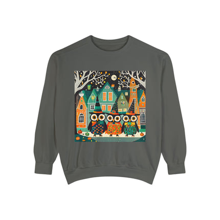 Night of the Trick-or-Treating Owlets Unisex Garment-Dyed Sweatshirt