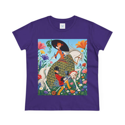 🐎🌸 The Enchanted Garden Riders Cotton Tee – Art Deco Equestrian Whimsy