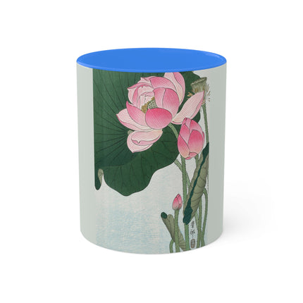 Blooming Lotus Flowers by Ohara Koson Colorful Mugs, 11oz