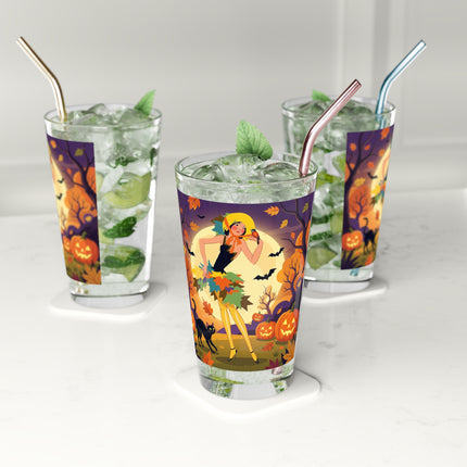 🌕🍂 Autumn Song Beneath The Harvest Moon Glass, 16oz – Whimsical Halloween Charm